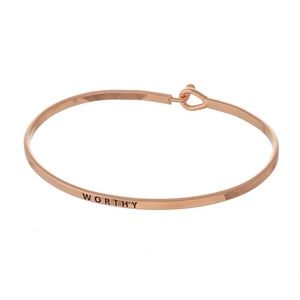 Inspirational Bangle Bracelet - Worthy - Gold